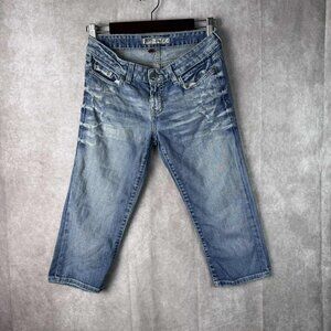 BKE Reese Straight Crop Jeans Size 28 Distressed Light Wash Mid Rise Buckle